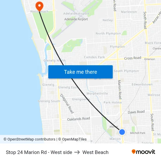 Stop 24 Marion Rd - West side to West Beach map