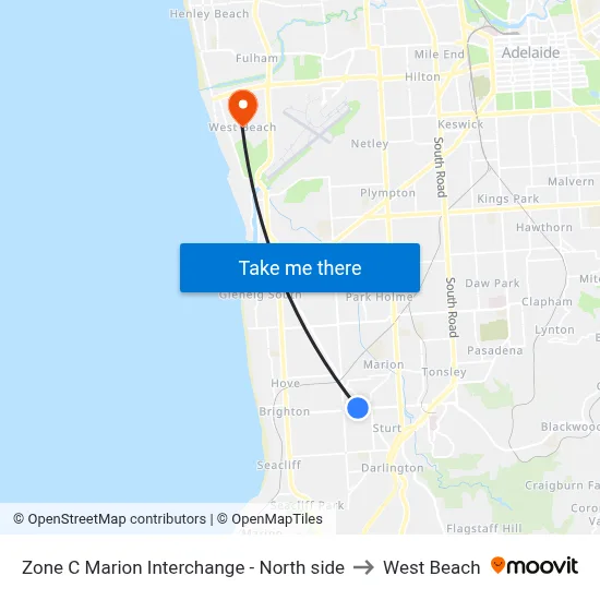 Zone C Marion Interchange - North side to West Beach map