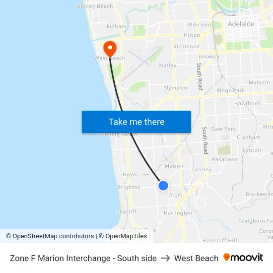 Zone F Marion Interchange - South side to West Beach map