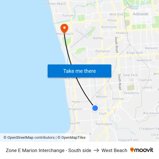 Zone E Marion Interchange - South side to West Beach map
