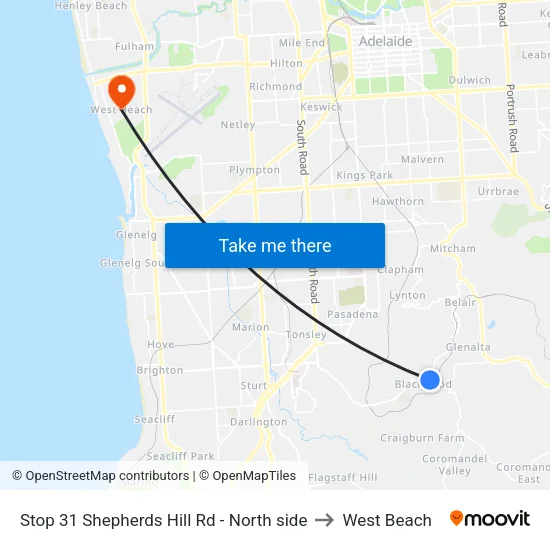 Stop 31 Shepherds Hill Rd - North side to West Beach map