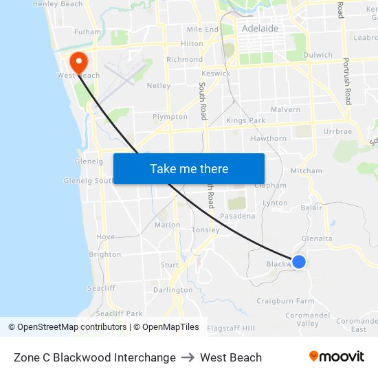 Zone C Blackwood Interchange to West Beach map