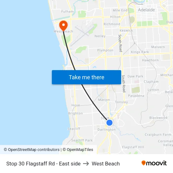 Stop 30 Flagstaff Rd - East side to West Beach map