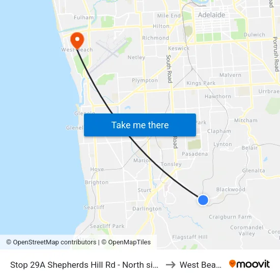 Stop 29A Shepherds Hill Rd - North side to West Beach map