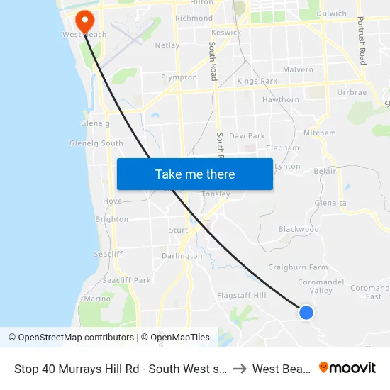 Stop 40 Murrays Hill Rd - South West side to West Beach map