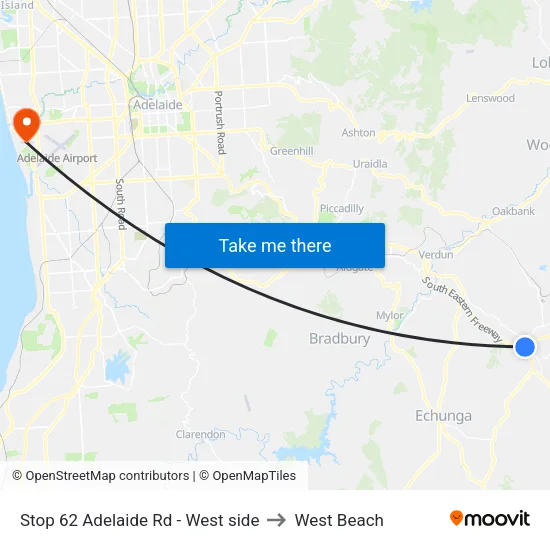 Stop 62 Adelaide Rd - West side to West Beach map