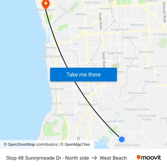Stop 48 Sunnymeade Dr - North side to West Beach map