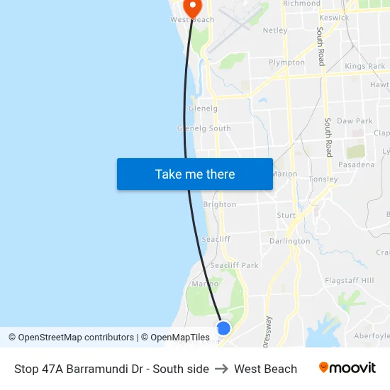 Stop 47A Barramundi Dr - South side to West Beach map