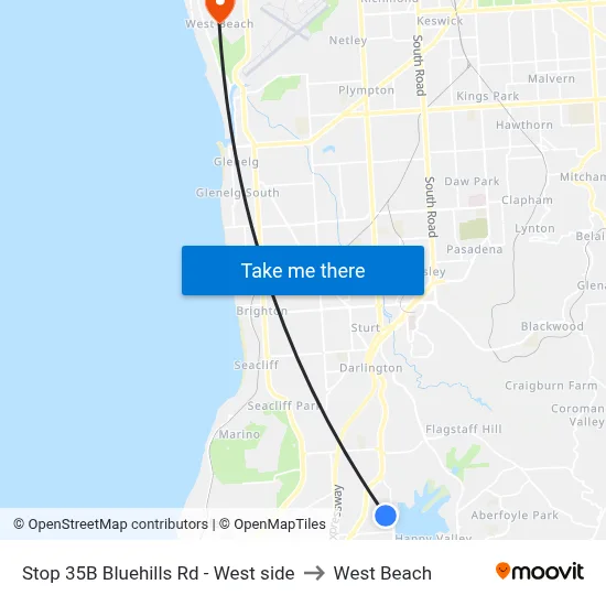 Stop 35B Bluehills Rd - West side to West Beach map