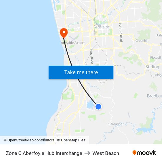 Zone C Aberfoyle Hub Interchange to West Beach map