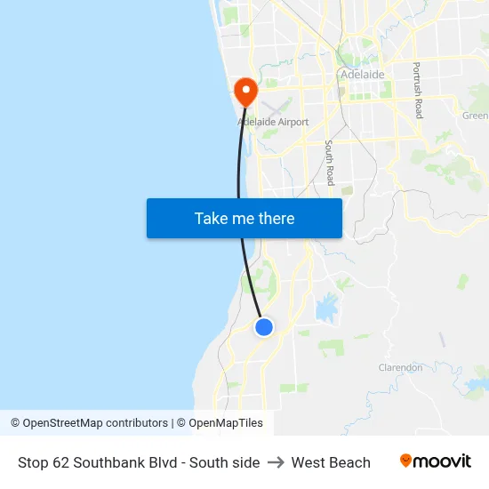 Stop 62 Southbank Blvd - South side to West Beach map
