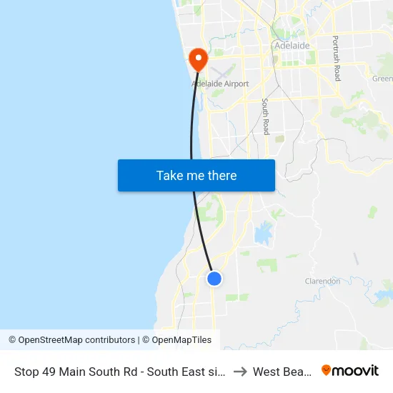 Stop 49 Main South Rd - South East side to West Beach map