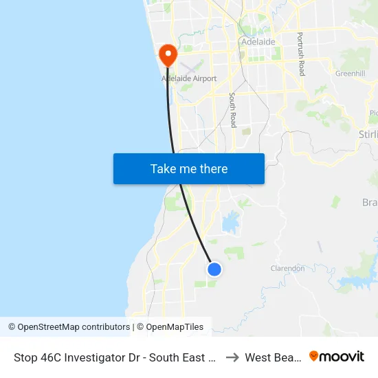 Stop 46C Investigator Dr - South East side to West Beach map