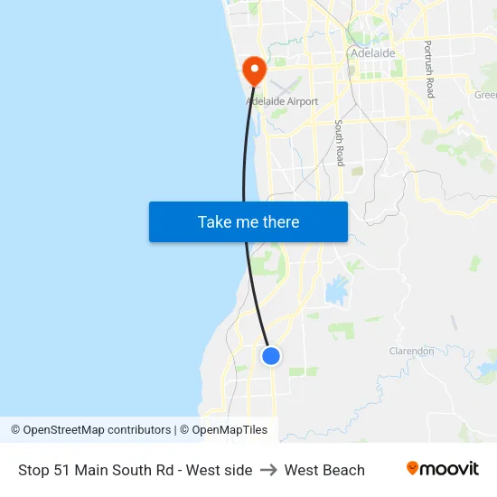 Stop 51 Main South Rd - West side to West Beach map