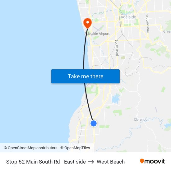 Stop 52 Main South Rd - East side to West Beach map