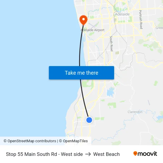 Stop 55 Main South Rd - West side to West Beach map