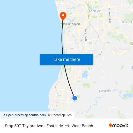 Stop 50T Taylors Ave - East side to West Beach map