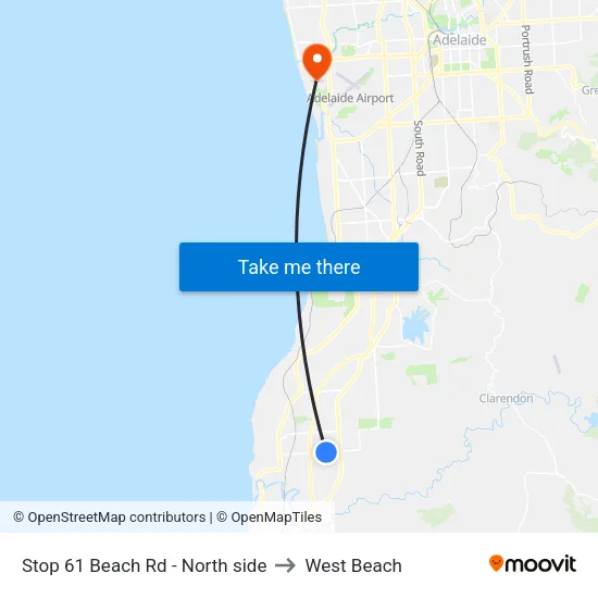 Stop 61 Beach Rd - North side to West Beach map