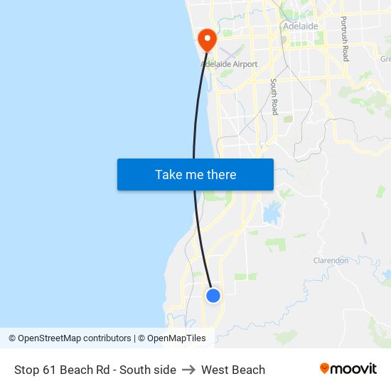 Stop 61 Beach Rd - South side to West Beach map