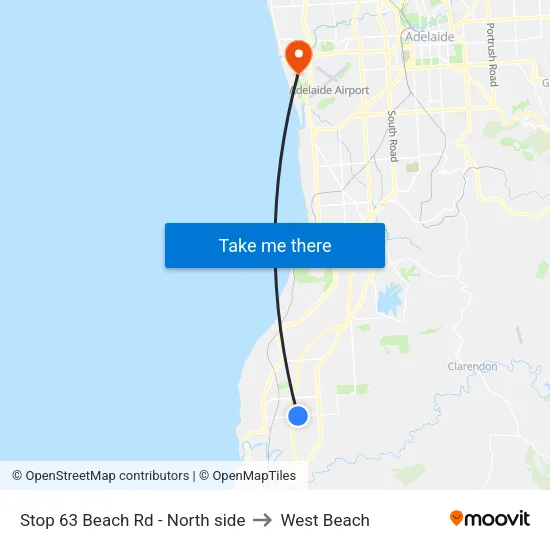 Stop 63 Beach Rd - North side to West Beach map