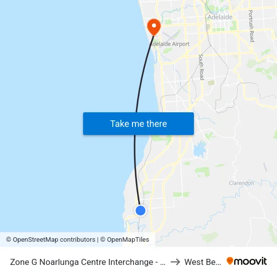 Zone G Noarlunga Centre Interchange - East side to West Beach map