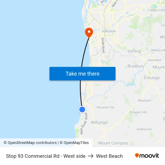 Stop 93 Commercial Rd - West side to West Beach map