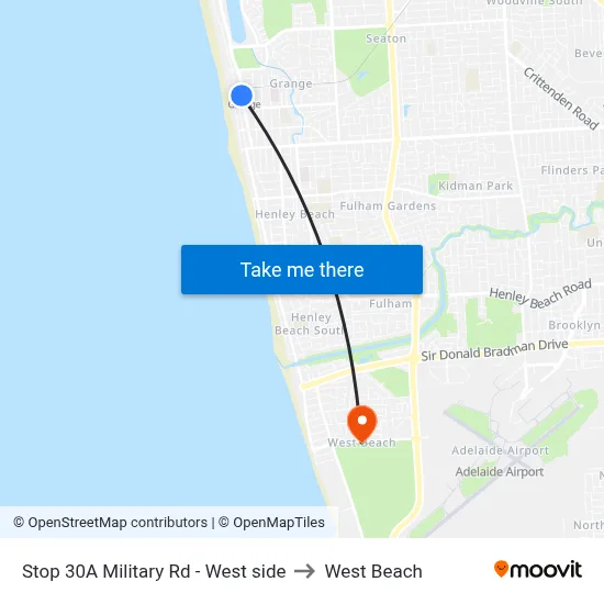 Stop 30A Military Rd - West side to West Beach map