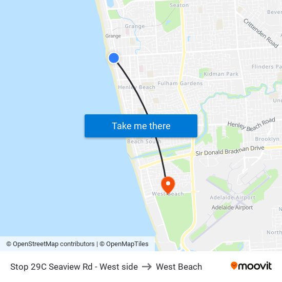 Stop 29C Seaview Rd - West side to West Beach map