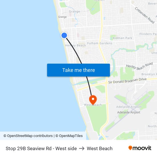 Stop 29B Seaview Rd - West side to West Beach map