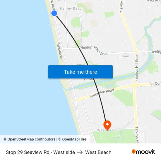 Stop 29 Seaview Rd - West side to West Beach map
