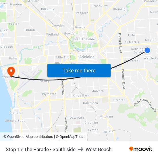 Stop 17 The Parade - South side to West Beach map