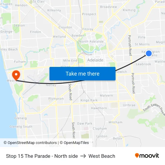 Stop 15 The Parade - North side to West Beach map