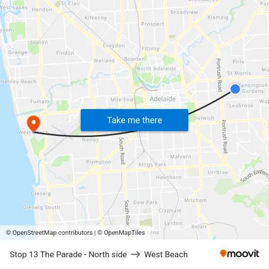 Stop 13 The Parade - North side to West Beach map