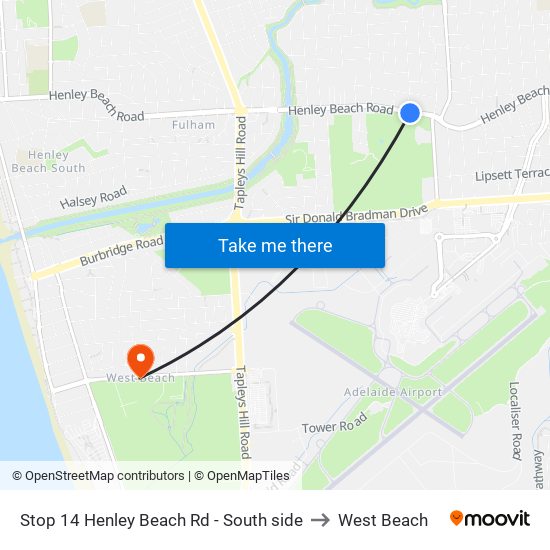 Stop 14 Henley Beach Rd - South side to West Beach map