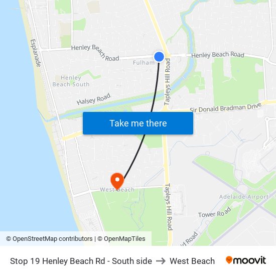 Stop 19 Henley Beach Rd - South side to West Beach map