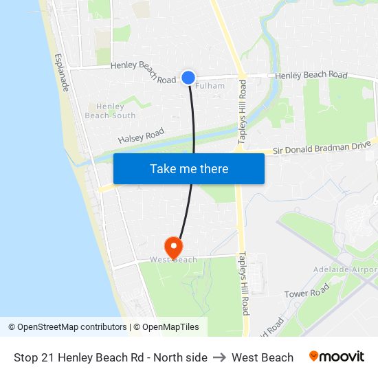 Stop 21 Henley Beach Rd - North side to West Beach map