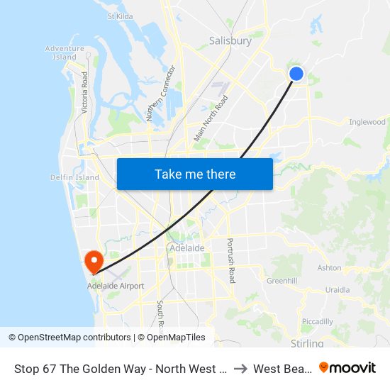 Stop 67 The Golden Way - North West side to West Beach map