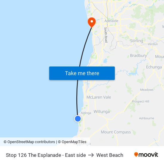 Stop 126 The Esplanade - East side to West Beach map