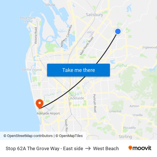 Stop 62A The Grove Way - East side to West Beach map