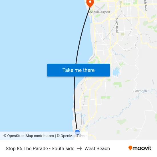 Stop 85 The Parade - South side to West Beach map