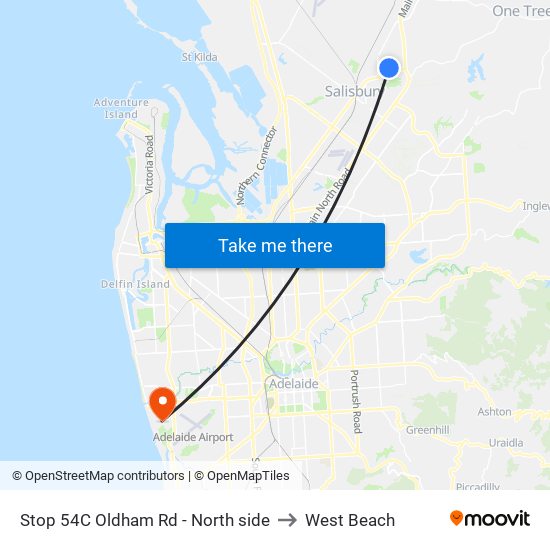 Stop 54C Oldham Rd - North side to West Beach map