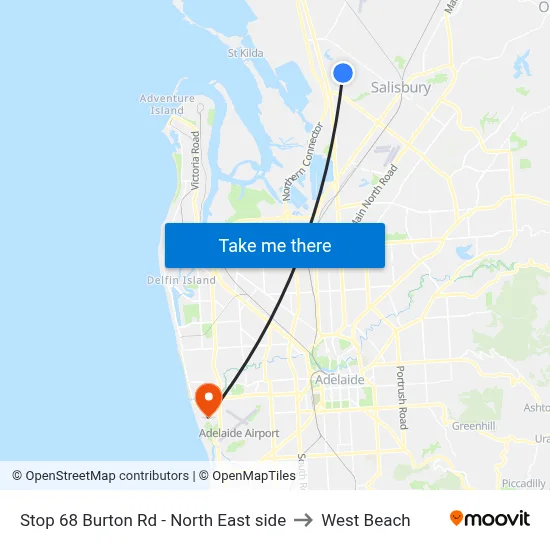 Stop 68 Burton Rd - North East side to West Beach map
