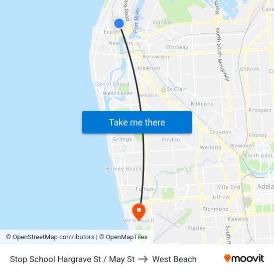 Stop School Hargrave St / May St to West Beach map