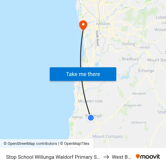 Stop School Willunga Waldorf Primary School Jay Dr to West Beach map