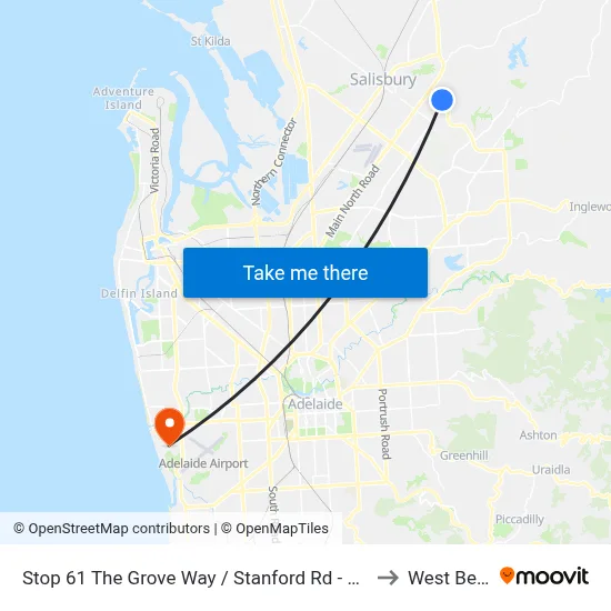 Stop 61 The Grove Way / Stanford Rd - South side to West Beach map