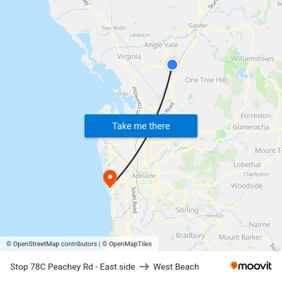 Stop 78C Peachey Rd - East side to West Beach map