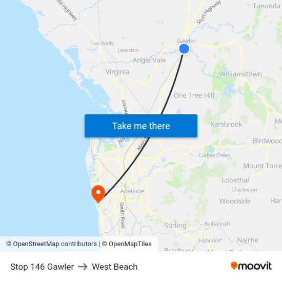 Stop 146 Gawler to West Beach map