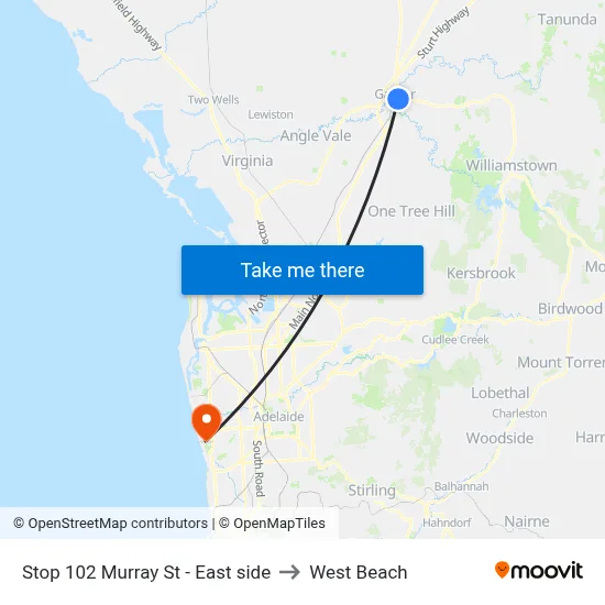 Stop 102 Murray St - East side to West Beach map