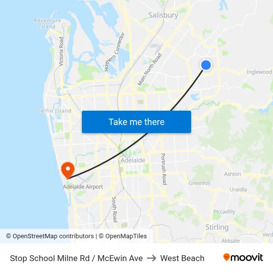 Stop School Milne Rd / McEwin Ave to West Beach map