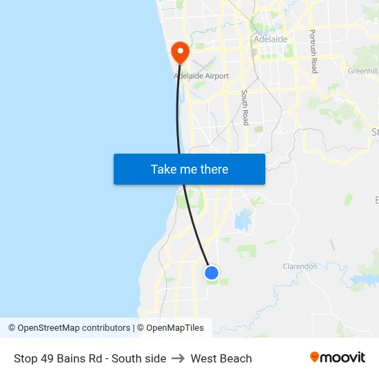 Stop 49 Bains Rd - South side to West Beach map
